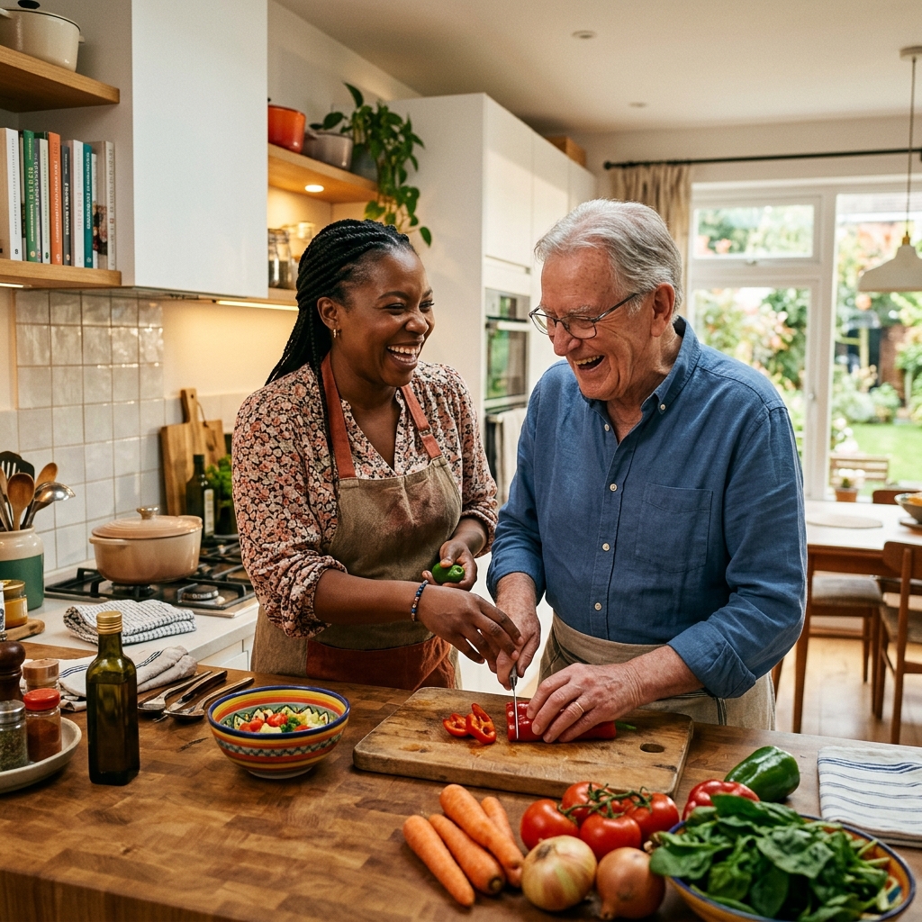 Caregiver holding the hand of a senior