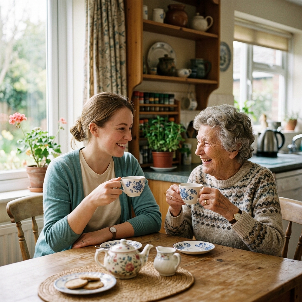 Caregiver showing support to a senior